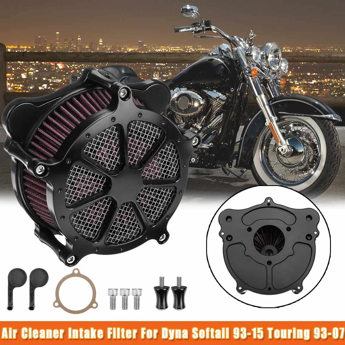 Воздушный фильтр для мотоцикла с ЧПУ для Harley Touring Glide Sportster XL883 1200 Softtail Dyna Rocker 1991 - Цвет: 5