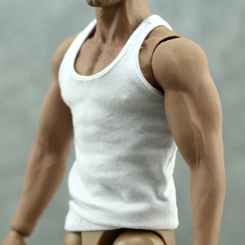 X1 1:6 Figure White Men's Clothing Sleeveless Vest Shirt For 12" Male Body Doll 