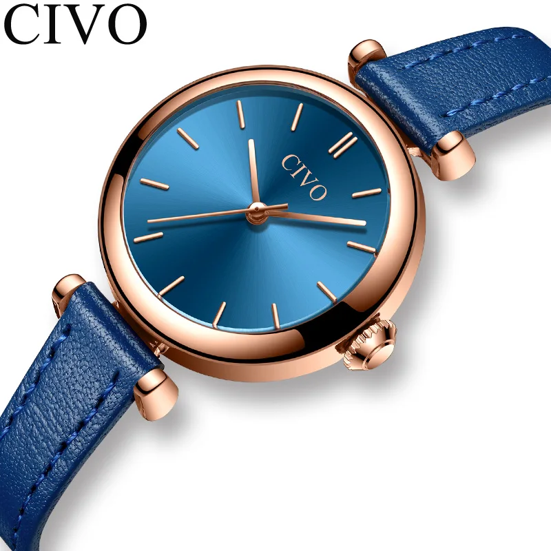 CIVO женские часы роскошные Relojes Mujer 2019 элегантные с кожаным ремешком розовое