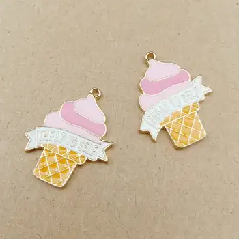 

10pcs 22x26mm enamel ice cream charm for jewelry making fashion charm earring pendant bracelet charms