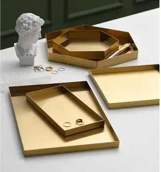 

fashion rectangle/ hexagon gold jewelry trays serving tray tray organizer gold home decor SNTP087