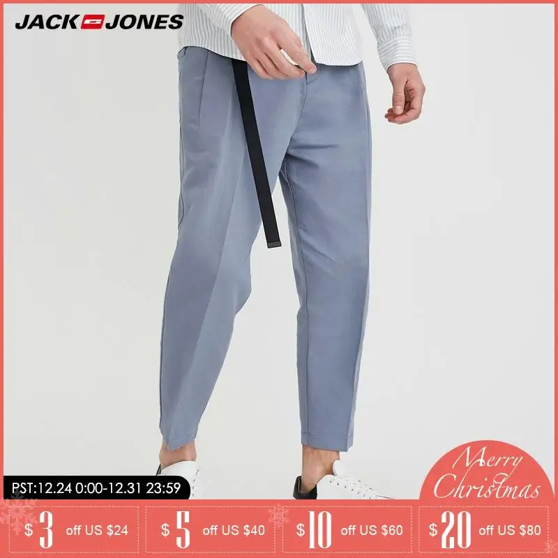 Джек Джонс Весна Лето Новые мужские брюки хлопок и лен 3D Складки повседневные |