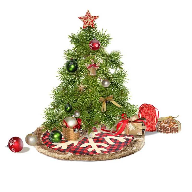 

Christmas Tree Skirt 90cm Large Plaid Snowflake with Thick Plush Edge Xmas Home Decor DTT88