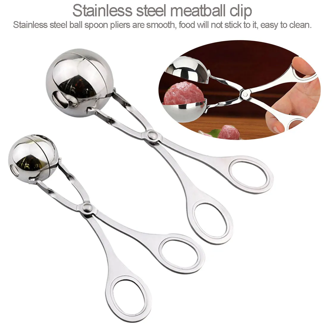 

Kitchen Cooking Tools Convenient Meatball Maker Stainless Steel Stuffed Meatball Clip DIY Fish Meat Rice Ball Maker 16 cm /17 CM
