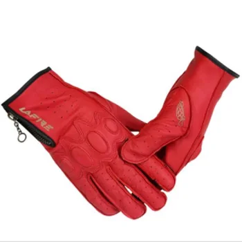 

2019 New Knight Riding glove LAFIRE Leather Motorcycle Gloves Sheepskin Retro Motorbike Racing glove can Touch screen 3 colors