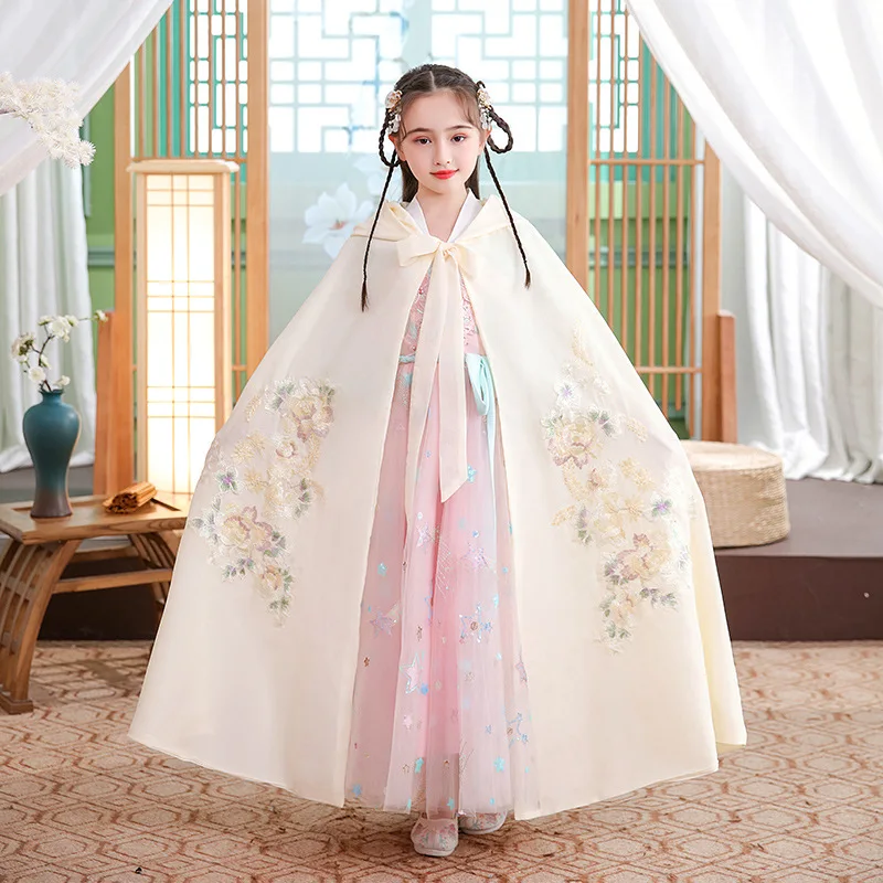 Накидка Hanfu для девочек осенняя тонкая Длинная накидка с вышивкой в китайском