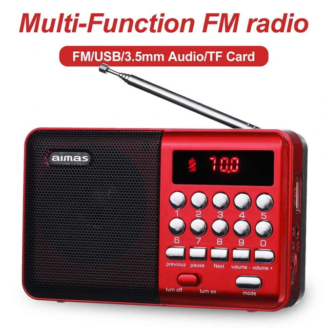 Radio Bolsillo AM/FM Carga USB Ranura TF