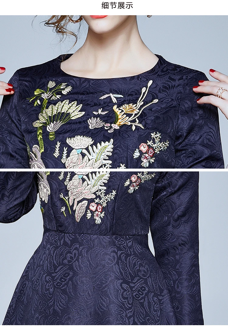 Новое жаккардовое весеннее платье с цветочной вышивкой Vestidos Invierno Mujer рождественское женское вечернее платье K8573