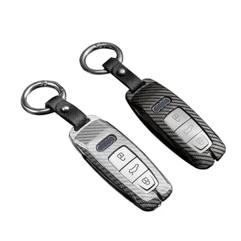 

Aluminium Carbon Fiber Alloy Car Key Case Cover Key Shell Protector Styling Car Accessories for Audi A6 C8 A7 A8 Q8 2018 2019