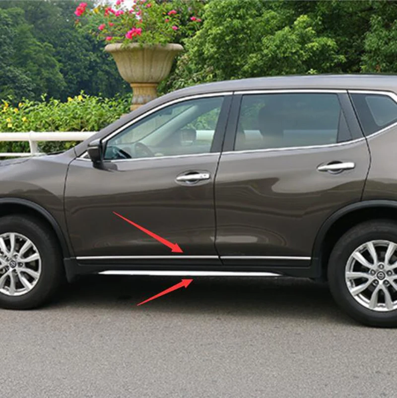 

6Pcs Car Stainless Steel Body Side Molding Side Door Decoration Car Styling For Nissan X-Trail X Trail T32 2017 2018 2019 fast s