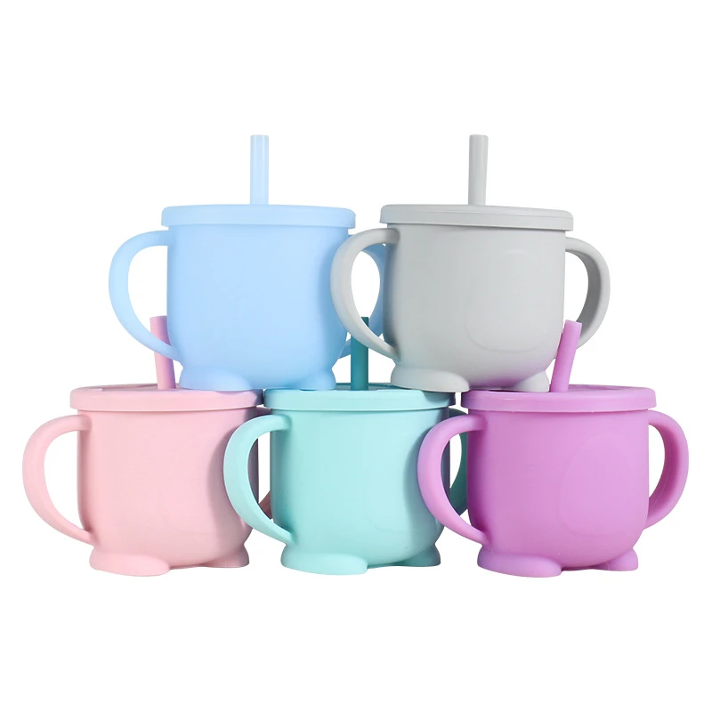 Tasse D Alimentation En Silicone Pour Bebe Gobelet D Entrainement Pour Bebe Biberons Pour Enfants Tasse A Paille Avec Poignee Abreuvoir Aliexpress Mere Et Enfant