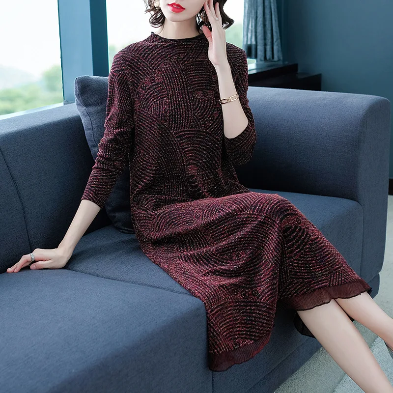 Dress Women's 2019 Summer New Style Cover Belly Tibetan Meat Loose-Fit Slimming Large Size Dress Middle-aged Women Dress