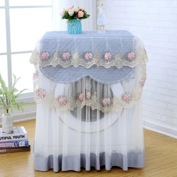 

Romantic Lace Washing Machine Cover Dustproof Embroidery Floral Protector Washing Machine Covers Home Decor 60*60*85cm
