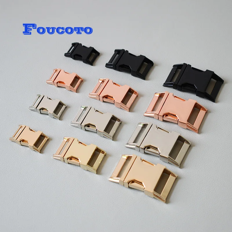 

200pcs/lot 15mm 20mm 25mm 30mm Metal hardware side release curved belt buckles for dog cat collar buckles DIY sewing accessories