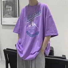 T shirt manches courtes col rond pour homme, estival et décontracté, en coton, avec impression, Harajuku, tendance, gothique, ample et assorti