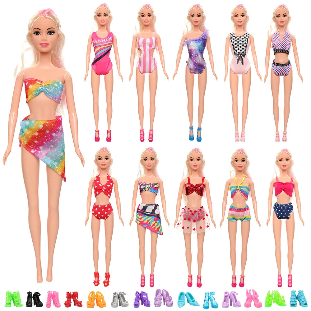 Barwa Fashion Handmade 30 Items/set= Random 4 piece Swimsuit + 6 Split 20 shoes For Barbie Doll Best Gilr Gift | Игрушки и хобби