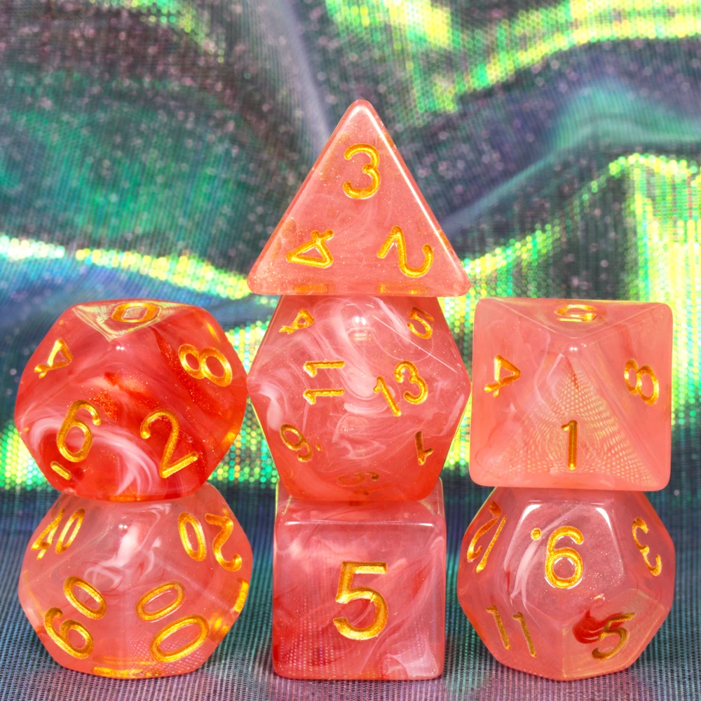 Красный Совершенно набор игральных костей для Dados nebulary Juegos De Mesa 7 для игры D& d D4 D6 D8 D10 D12 D20 набор игральных костей Подарочная игрушка DnD RPG - Цвет: Красный