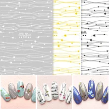 Стикер для дизайна ногтей, лазерная Золотая металлическая полоска, волнистая линия, самоклеющиеся Переводные листы, 3D наклейка, сделай сам, маникюрные советы, украшение