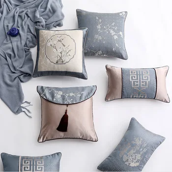 

New Chinese Polyester Jacquard Cushion Cover Luxury Chinese Style Cushion Decorative Pillow Cover for Living Room Pillow Case