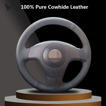 

Hand-stitched Black Genuine Leather Car Steering Wheel Cover for Seat Ibiza 2004 2006