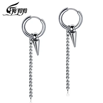 

EyeYoYo Korean Fringed Chain Earrings Men Titanium Steel Punk Earrings
