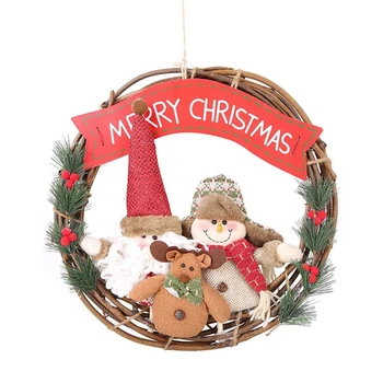 

Christmas Front Door Wreath, Flower Gifts for Christmas Party Decorations Home Decor ( Santa Claus Snowman Reindeer)