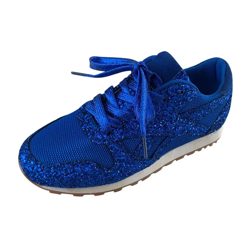 Модные весенние вулканизированные туфли; женские блестящие кроссовки; шикарные кроссовки; спортивная женская обувь на шнуровке; Повседневная дышащая обувь;#40 - Цвет: Dark Blue