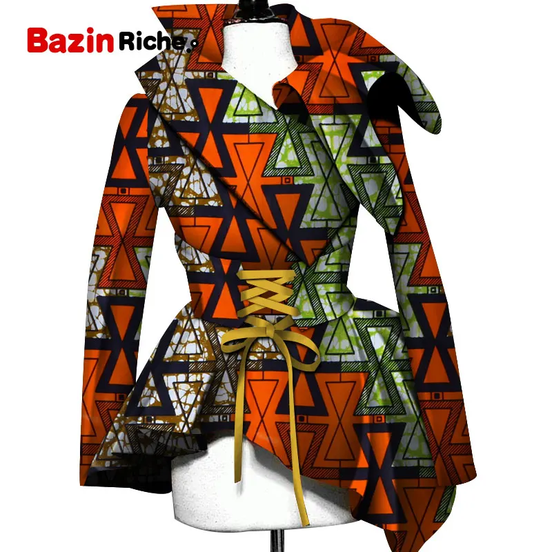Африканское пальто для женщин Новая мода хлопок традиционные печати Куртки для Леди Пальто Верхняя одежда короткая блузка женская WY5102 - Цвет: 8