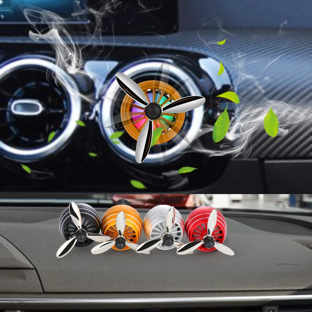 

LED Light Car Air Freshener Air Force Propeller Shape Perfume Vent Clip Decor Vehicle Fan Aromatherapy Auto Interior Accessories