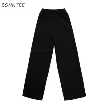 

Pants Women Korean Style Loose Solid Ankle-Length Trousers Straight High Quality Female Elastic Waist Womens 2020 Chic Lovely