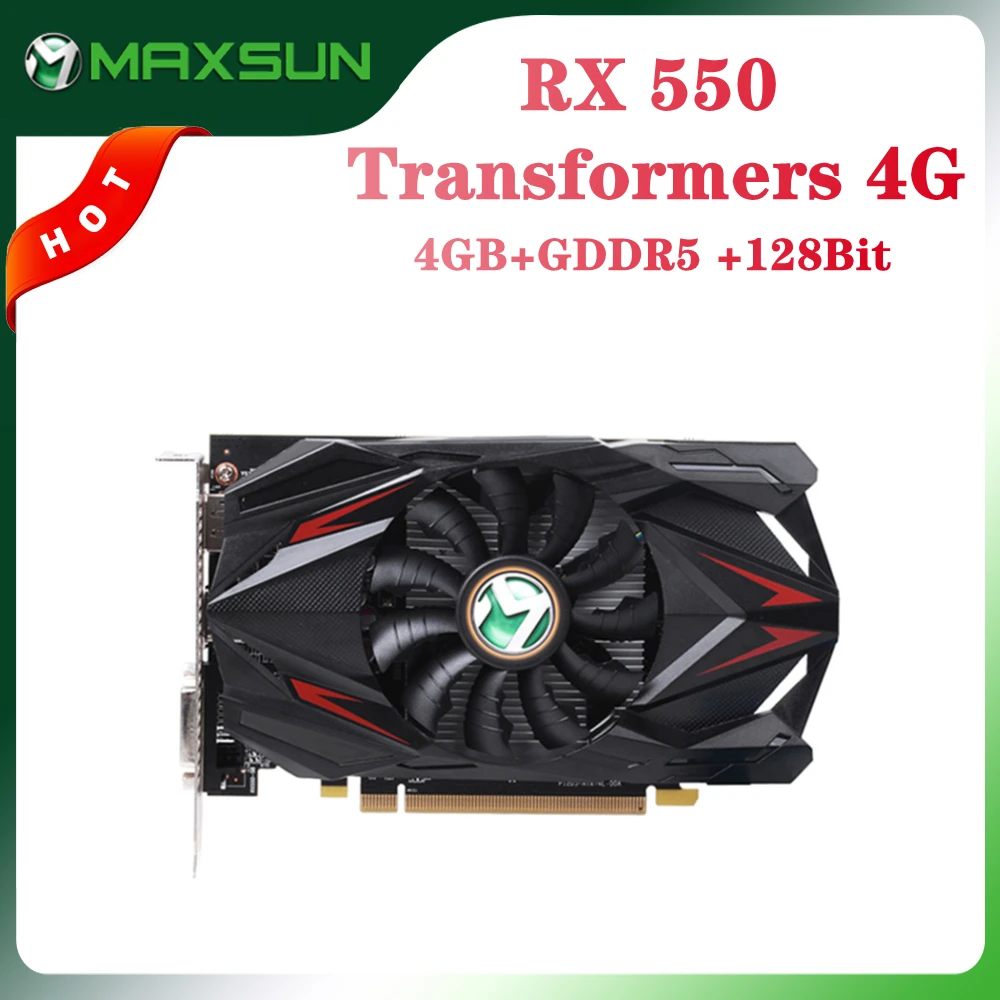 graphics card for desktop MAXSUN AMD GPU Radeon RX 550 Transformers 4G GDDR5 14nm Computer PC Gaming Video HDMI-compatible DP DVI 128Bit Graphics Card NEW good pc graphics card Graphics Cards