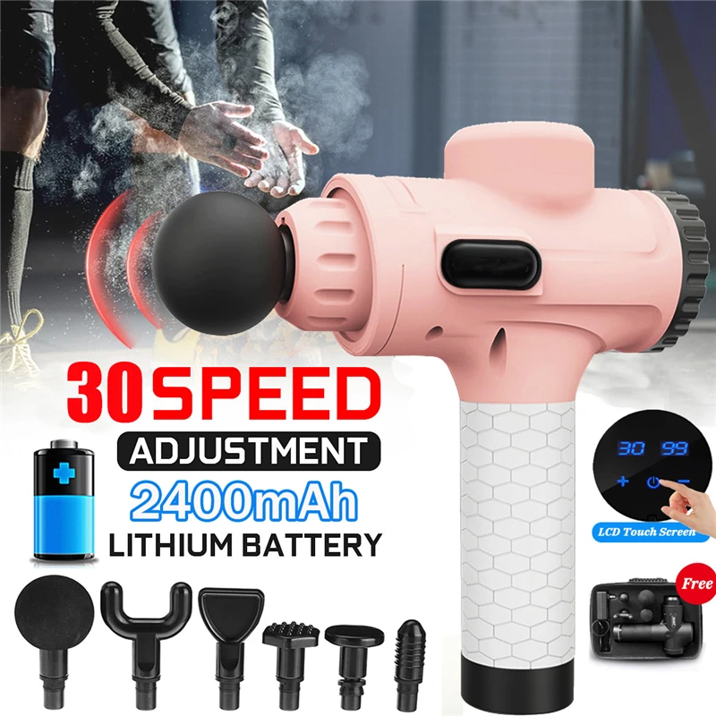 

Therapy Massage 110-240V LCD 3200r/min Guns 30Files Muscle Massager Relief Pain Sport Massage Machine Muscle Slimming 6 Heads