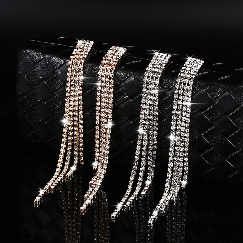 Neue Luxus Strass Kristall Lange Quaste Ohrringe für Frauen Braut Drop Schlenker Ohrringe Party Hochzeit Schmuck Geschenke|Drop Earrings| - AliExpress