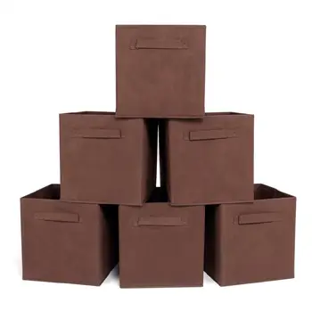 

Breathable And Durable 6pcs High Quality Non-woven Fabrics Storage Boxes Brown For Home