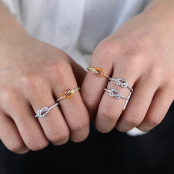 

cute lovely cz knot ring for ring white rainbow cz trendy 2020 new delicate sweet girl finger jewelry