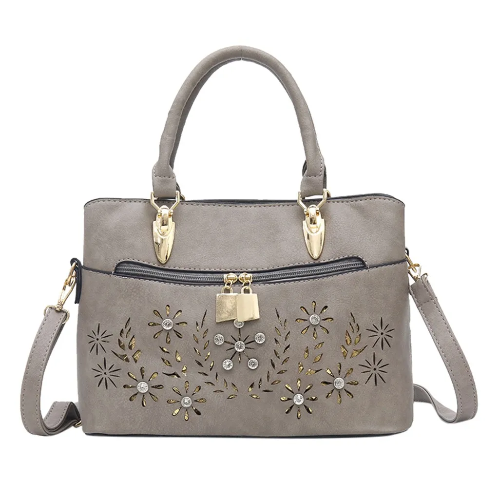 

National Style Women Messenger Bags Vintage Women 2019 New Fashion PU Leather Hollow Large Capacity Handbags Messenger Bag