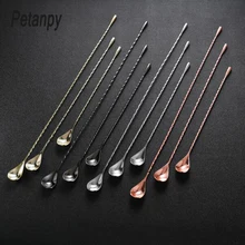 30/40/50 см Нержавеющая сталь смешивания Коктейльная ложка спиральный узор бар Teadrop ложки для перемешивания панели инструментов барный инструмент Кухня расходные материалы