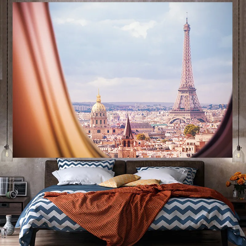 

Paris Tower Tapestry France Wall Hanging Carpet Home Decor Bedroom Background Blanket Wall Rug