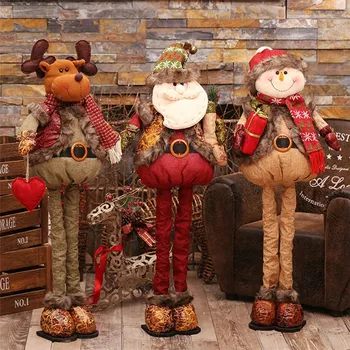 

Retractable Standing 43-76cm Christmas Doll Christmas Decoration Large Santa Claus Snowman Elk Doll Kids New Year Gift Toy