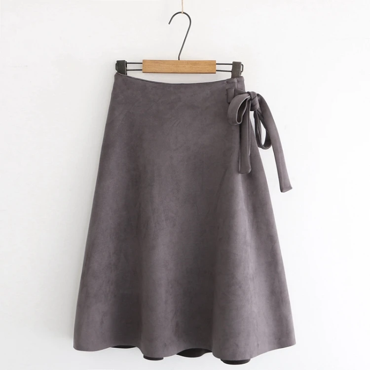 Винтажная трапециевидная юбка из искусственной кожи с бантом на поясе
