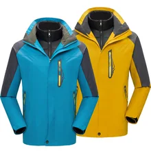 Зимний пуховик для мужчин и женщин, водонепроницаемая куртка, три в одном разрезе, теплая, дышащая, для альпинизма