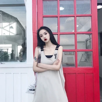 

2020 New Summer Dresses Spring Fashion Women Clothing Black O-Neck Adjustable Camisole Beach Dress Sexy Loose Long Dress Ca