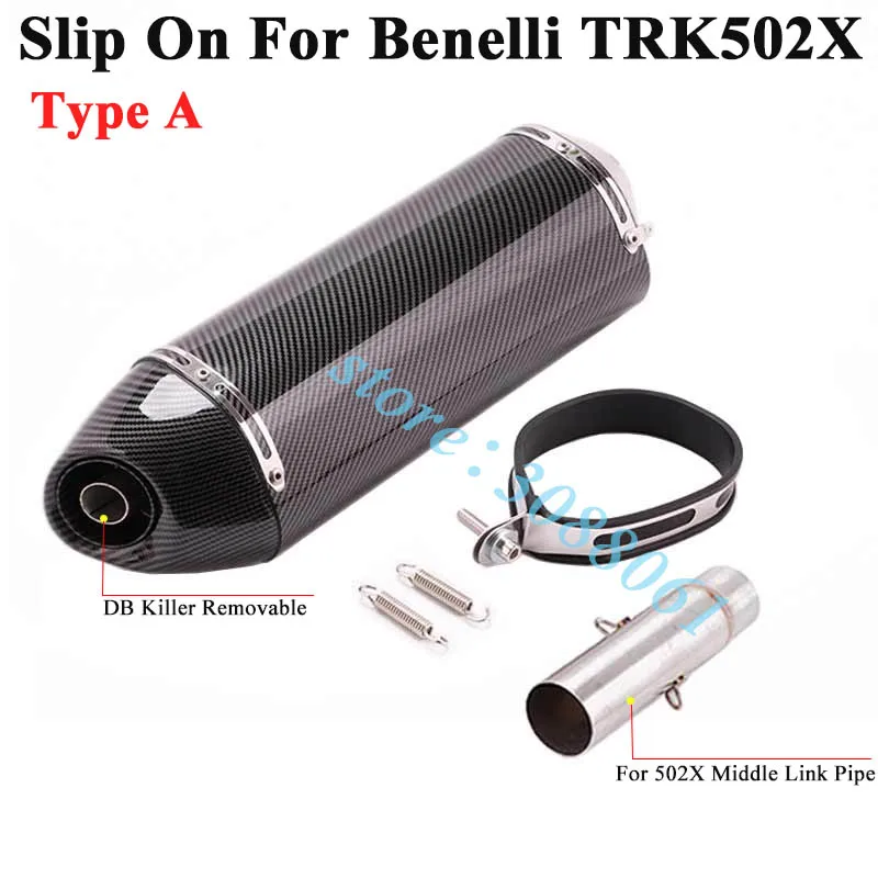 Слипоны для Benelli TRK502X TRK 502X мотоцикл Yoshimura выхлопная труба Модифицированная средняя Соединительная труба углеродный глушитель R77 - Цвет: Type A