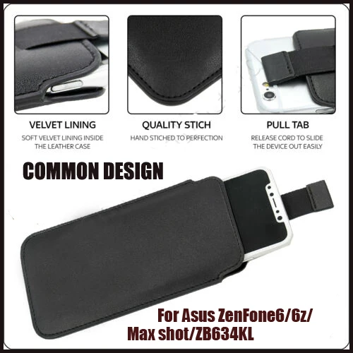 Casteel PU Pull Tab Sleeve Pouch Leather Case For Asus ZenFone 6 6z ZS630KL Max Shot ZB634KL Cover | Мобильные телефоны и