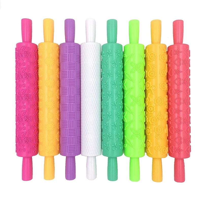 

Cake Decorating Embossed Rolling Pins,Textured Non-Stick Designs and Patterned,perfect for Fondant,Pie Crust,Cookie,Pastry,Icing
