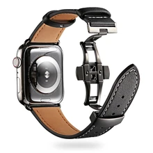 Ремешок из коровьей кожи для Apple Watch ремешок 44 мм браслет iwatch серия 5 4 3 2 1 Роскошная стальная пряжка 42 мм петля 38 мм Замена 40 мм