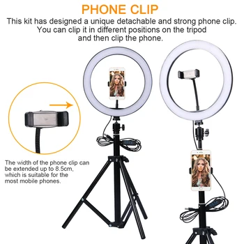 

Retractable Tripod USB Powered Dimmable And Adjustable Ring Light LED Ring Fill Light With Tripod Stand For Most Mobilephones