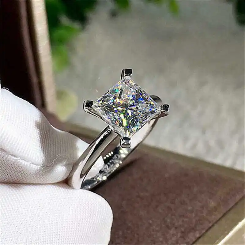Роскошное белое обручальное кольцо принцессы серебряного цвета, ювелирные изделия для помолвки, подарки