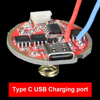 

Type C USB flashlight Driver 28.5mm stepless dimming Driver T6 L2 XPL XHP50 LED circuit board for 3.7V Li-ion battery flashlight