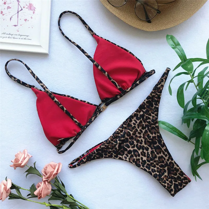 15257-0905ab.jpg Bikini Set Biquinis Sexy Animal Leopard Print Bandana Padded Bra Swimsuit Bathing Suit Beach Swimwear